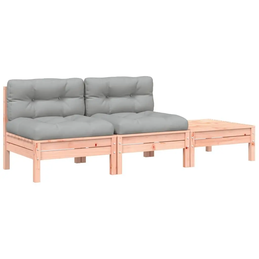 2-Seater Outdoor Garden Sofa Solid Wood with Cushions Footstool Patio Lounge Set