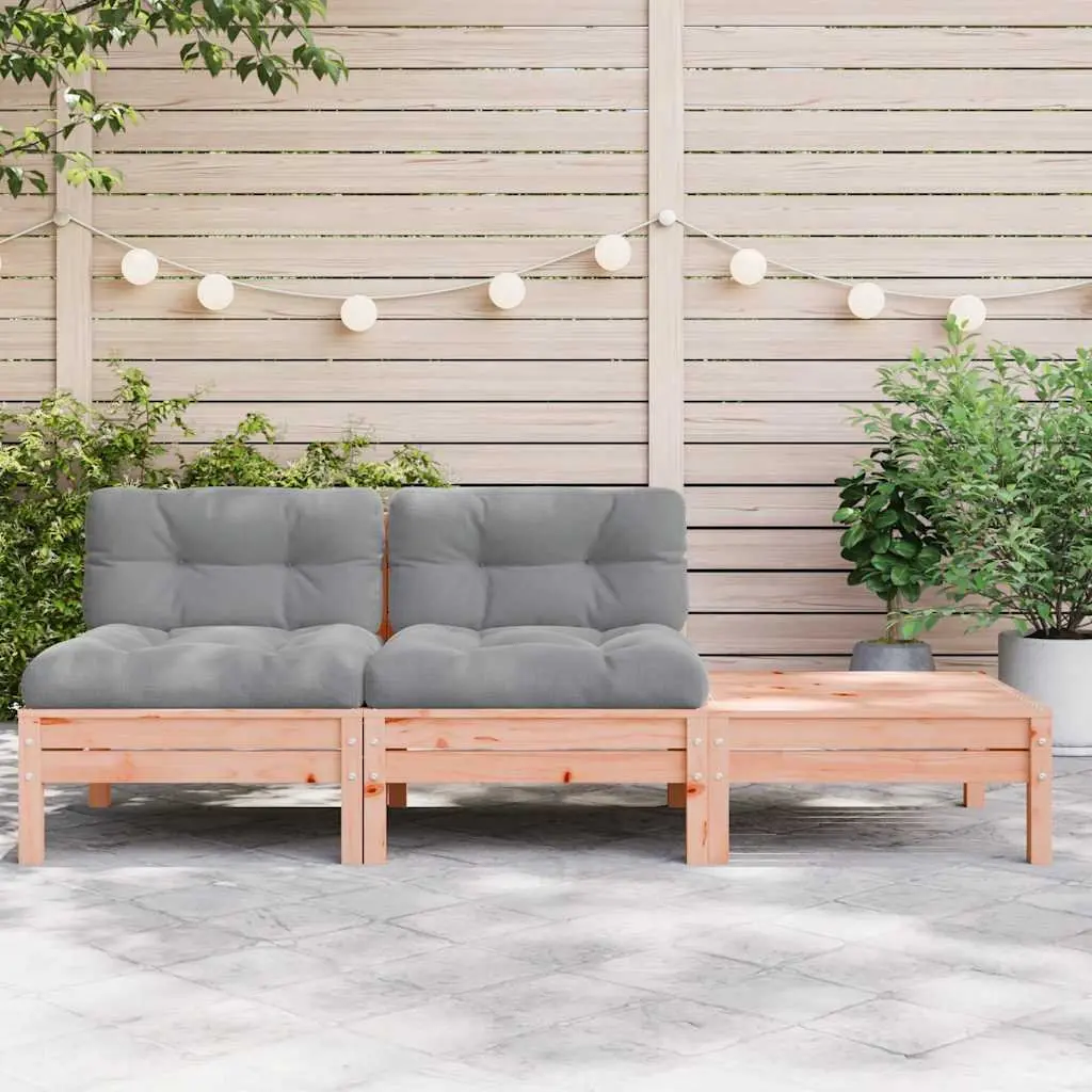 2-Seater Outdoor Garden Sofa Solid Wood with Cushions Footstool Patio Lounge Set