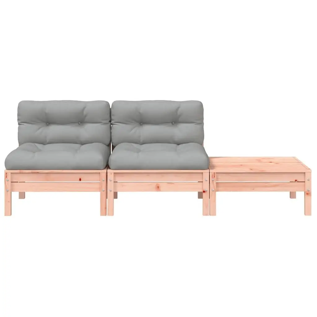 2-Seater Outdoor Garden Sofa Solid Wood with Cushions Footstool Patio Lounge Set