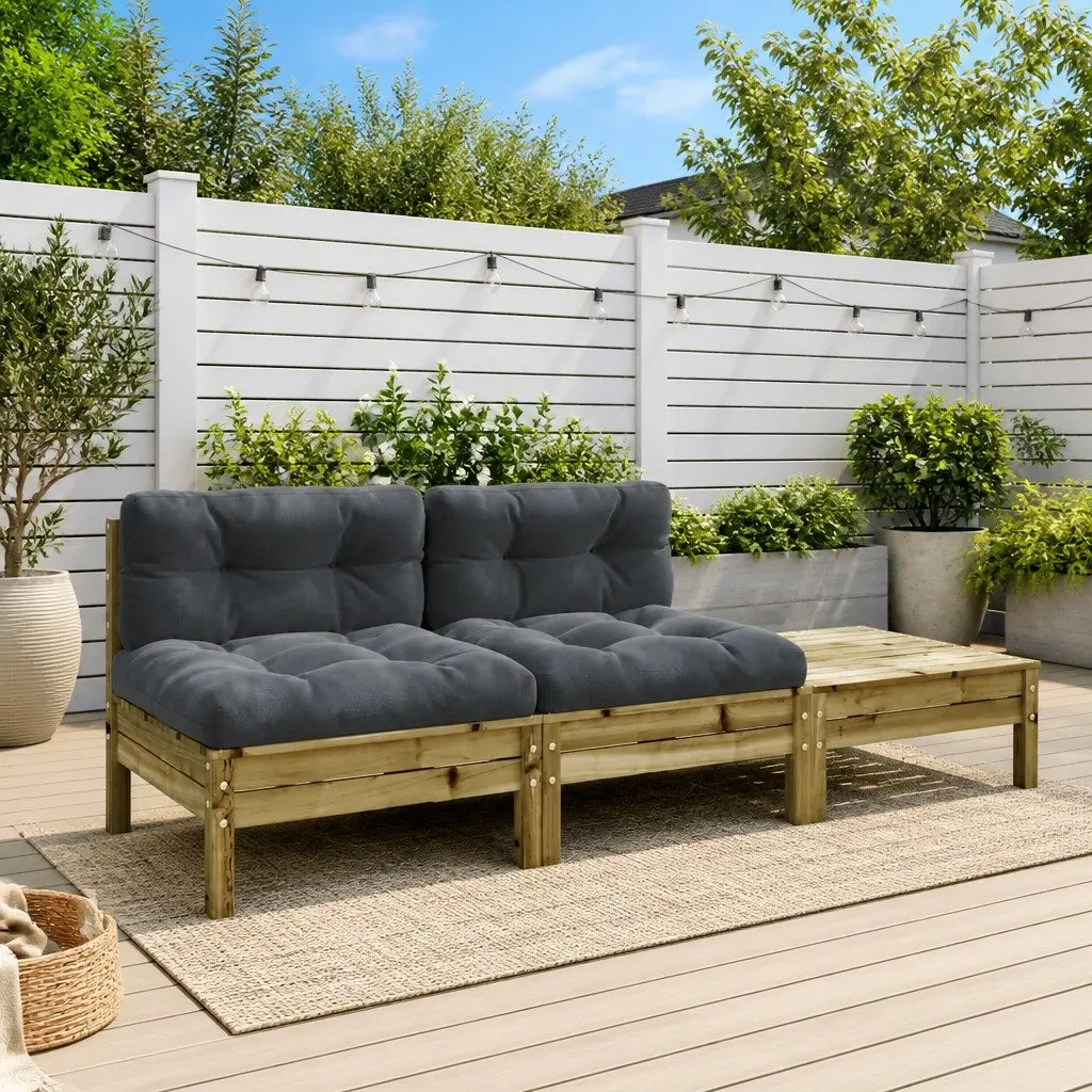 2-Seater Garden Sofa with Footstool Cushions Brown Outdoor