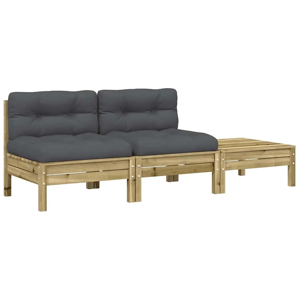 2-Seater Garden Sofa with Footstool Cushions Brown Outdoor