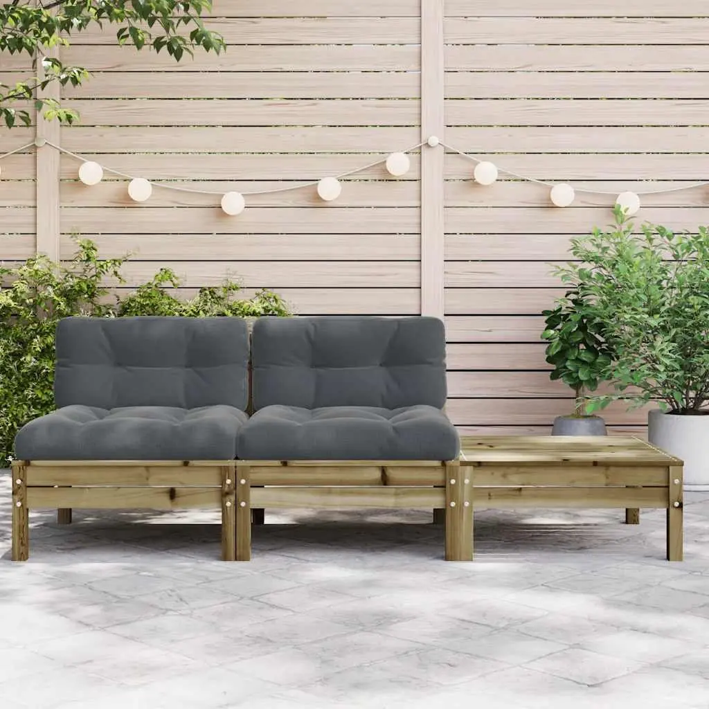 2-Seater Garden Sofa with Footstool Cushions Brown Outdoor