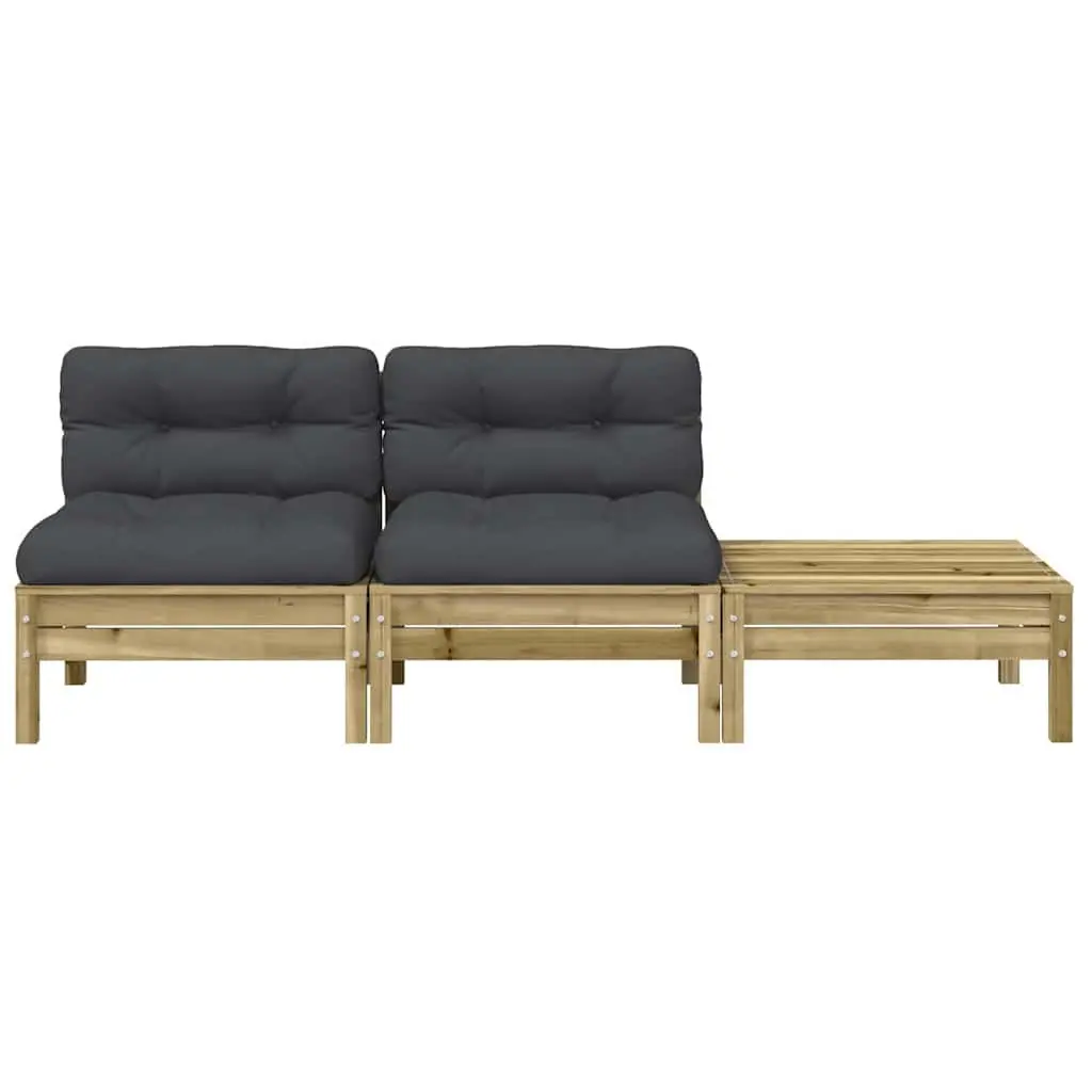 2-Seater Garden Sofa with Footstool Cushions Brown Outdoor