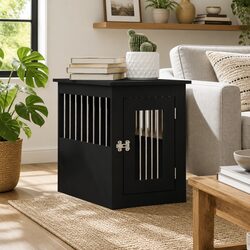 Dog Crate Furniture End Table Black 45x62x59cm Steel Wire Engineered Wood
