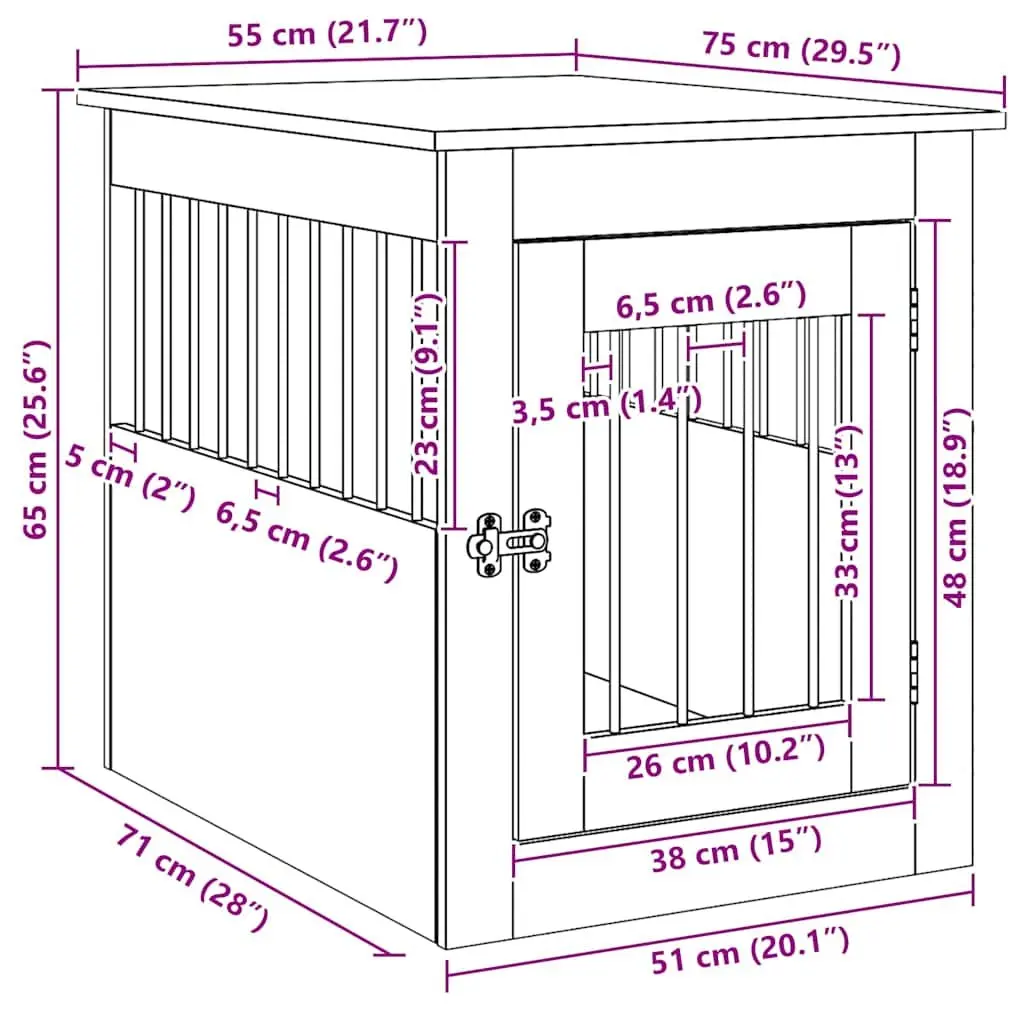 Dog Crate Furniture White End Table Kennel Cage Steel Wire Engineered Wood