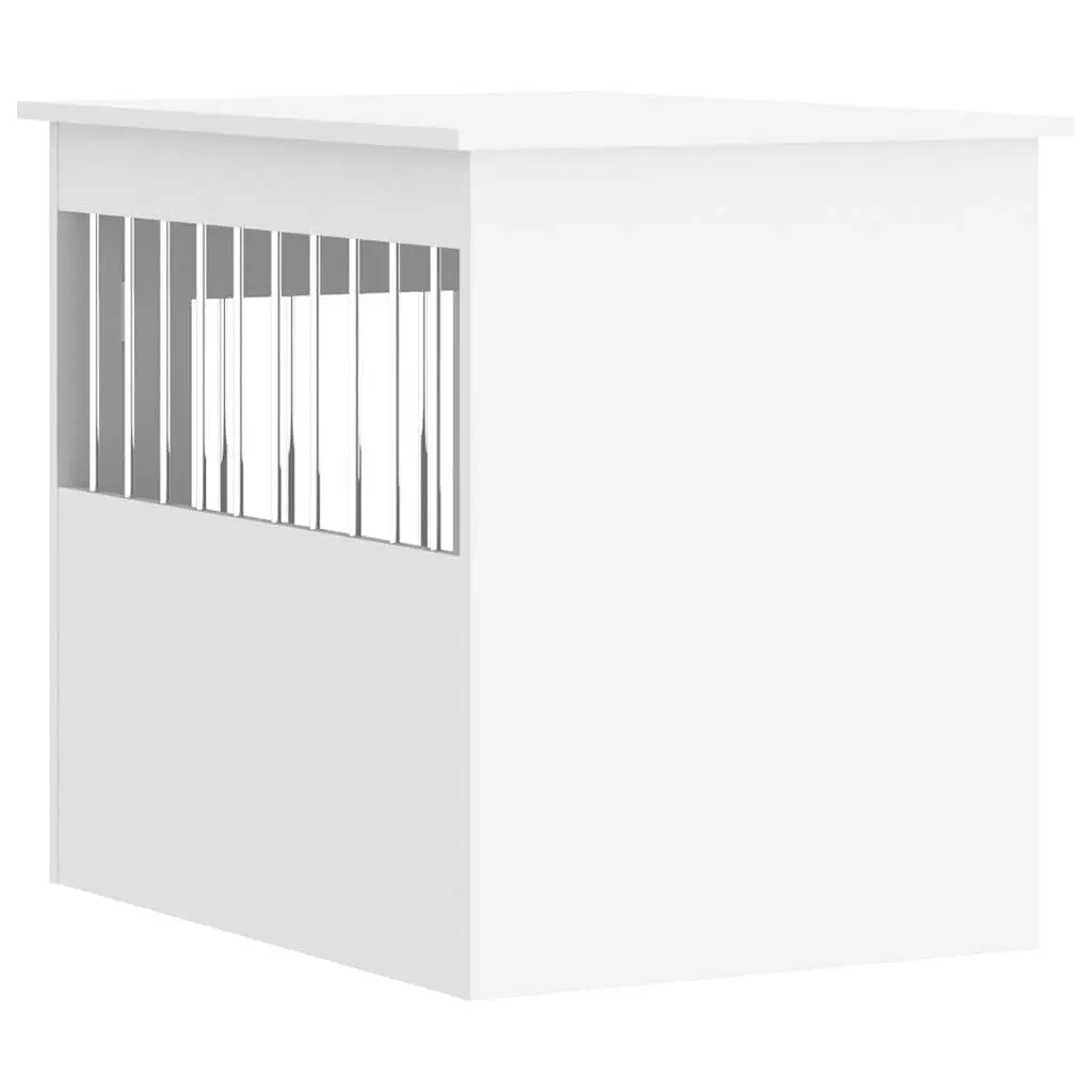 Dog Crate Furniture White End Table Kennel Cage Steel Wire Engineered Wood