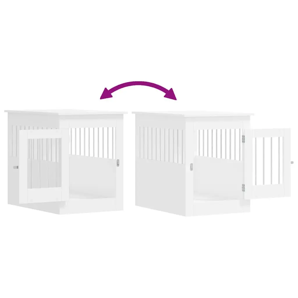 Dog Crate Furniture White End Table Kennel Cage Steel Wire Engineered Wood