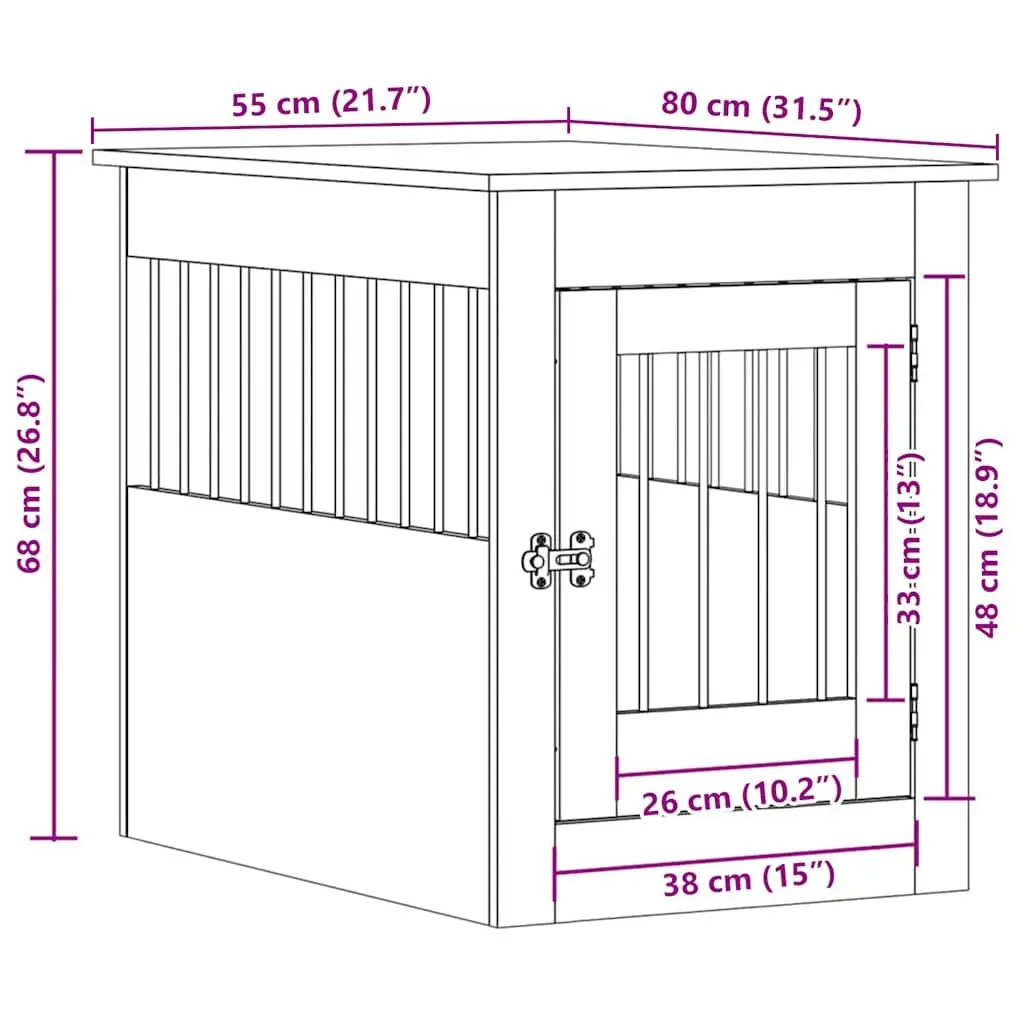 Dog Crate Furniture White End Table Kennel Cage Steel Wire Engineered Wood