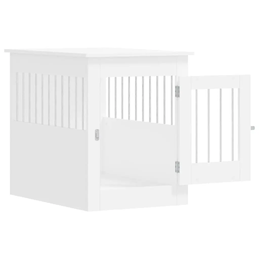Dog Crate Furniture White End Table Kennel Cage Steel Wire Engineered Wood