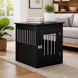User-Friendly Dog Crate Furniture 55x80x68cm Black Steel