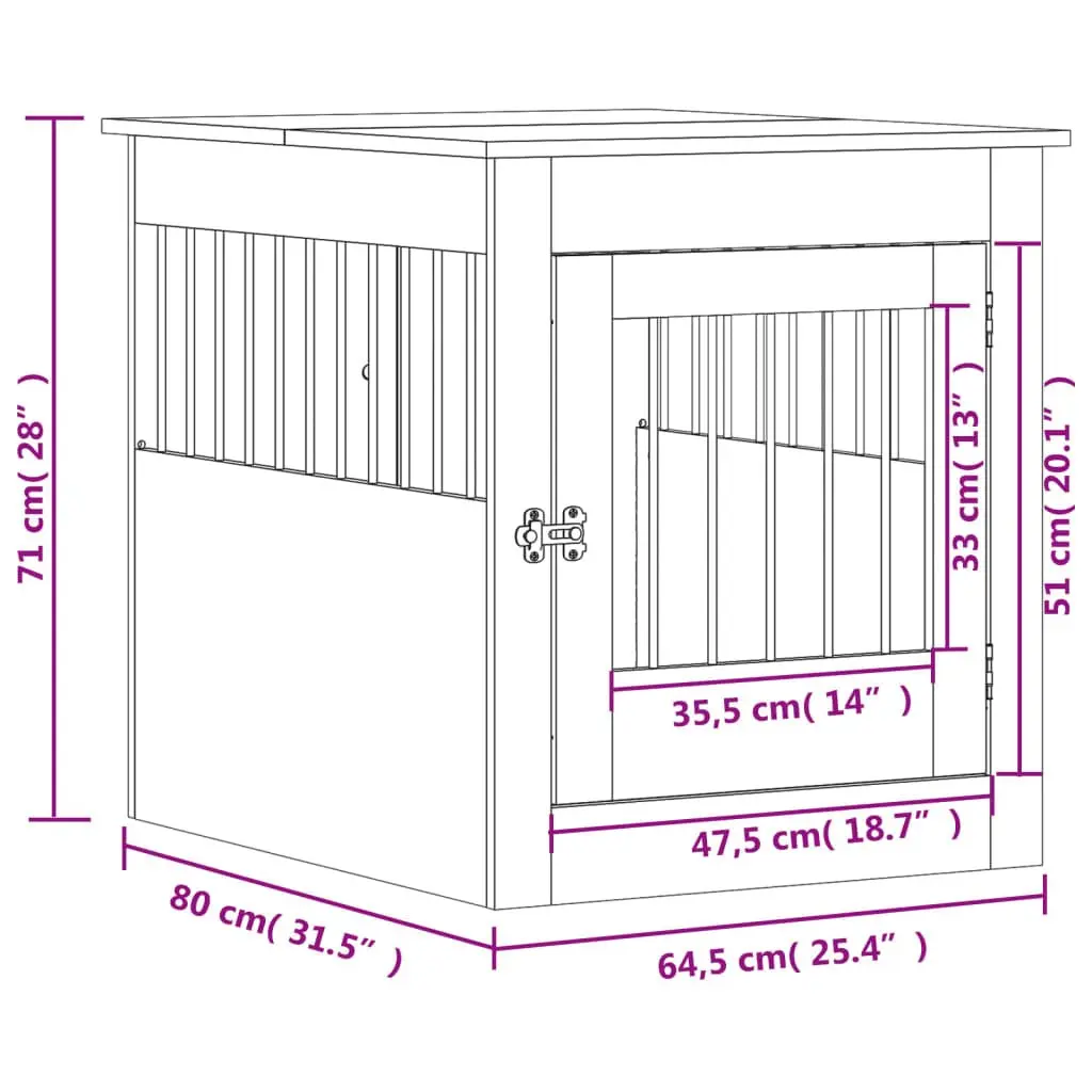 Dog Crate Furniture White End Table 64.5x80x71cm Steel Wire Engineered Wood