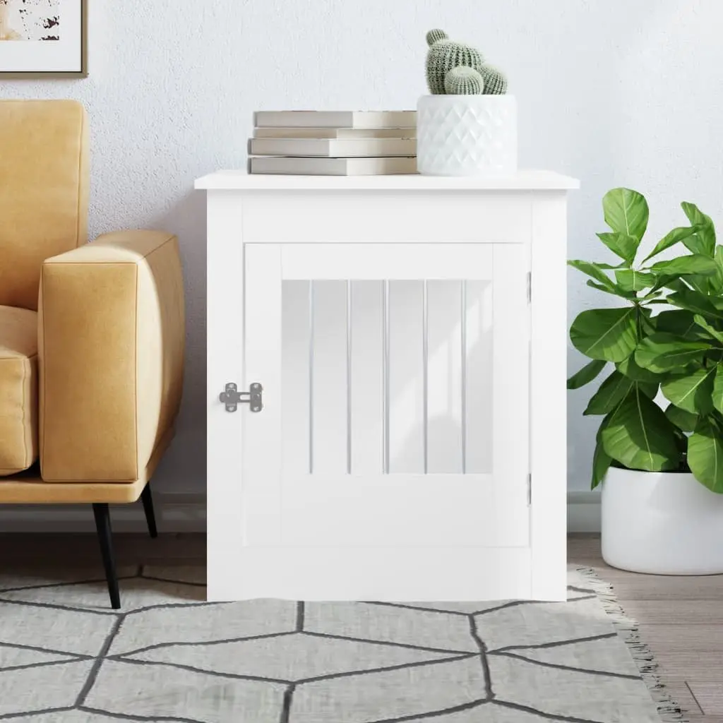 Dog Crate Furniture White End Table 64.5x80x71cm Steel Wire Engineered Wood