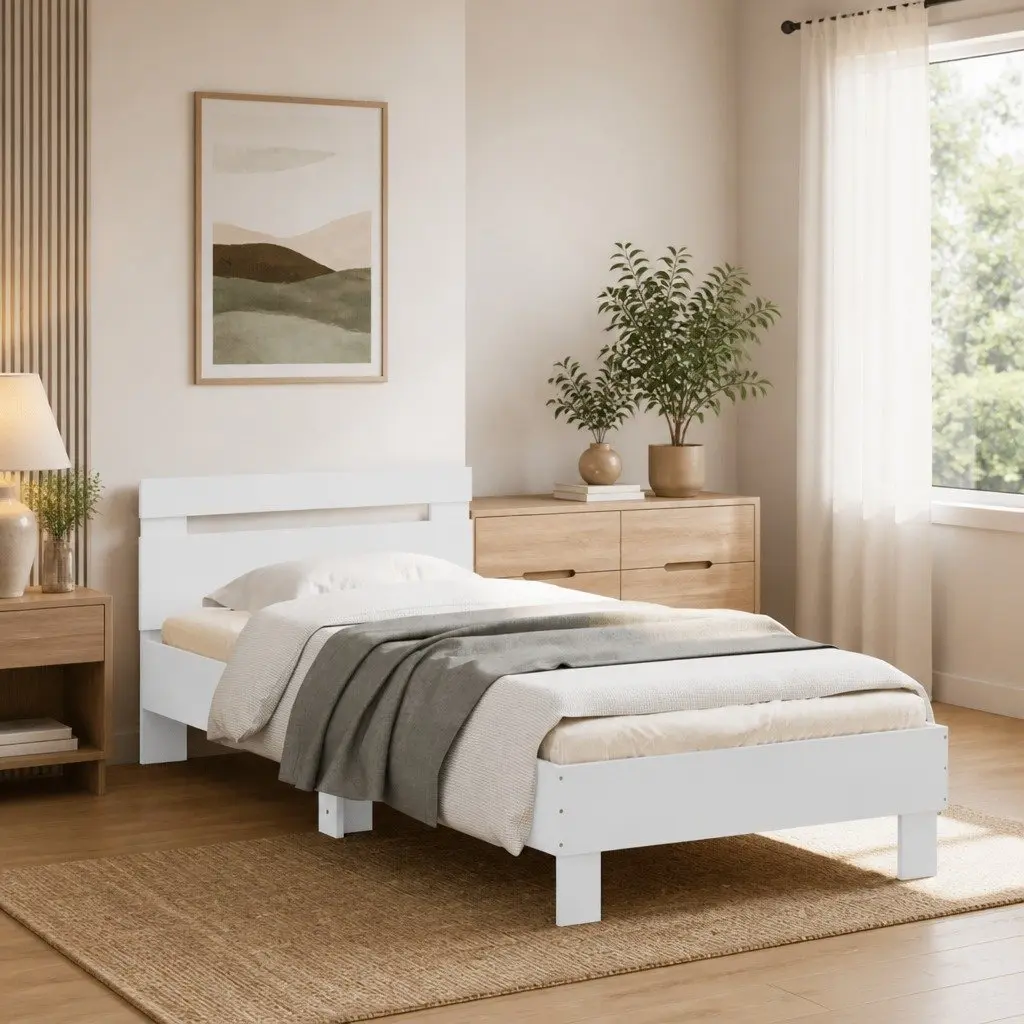 Bed Frame with Headboard Engineered Wood 90x190 cm