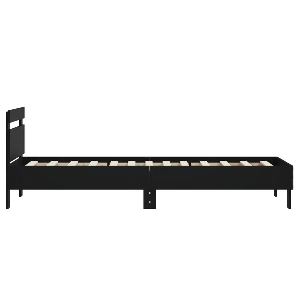 Bed Frame with Headboard Black Engineered Wood 90x190 cm