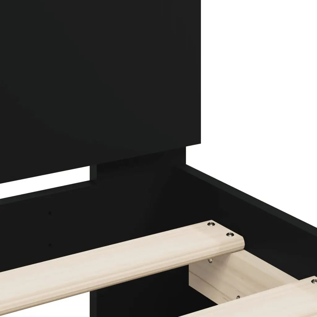 Bed Frame with Headboard Black Engineered Wood 90x190 cm