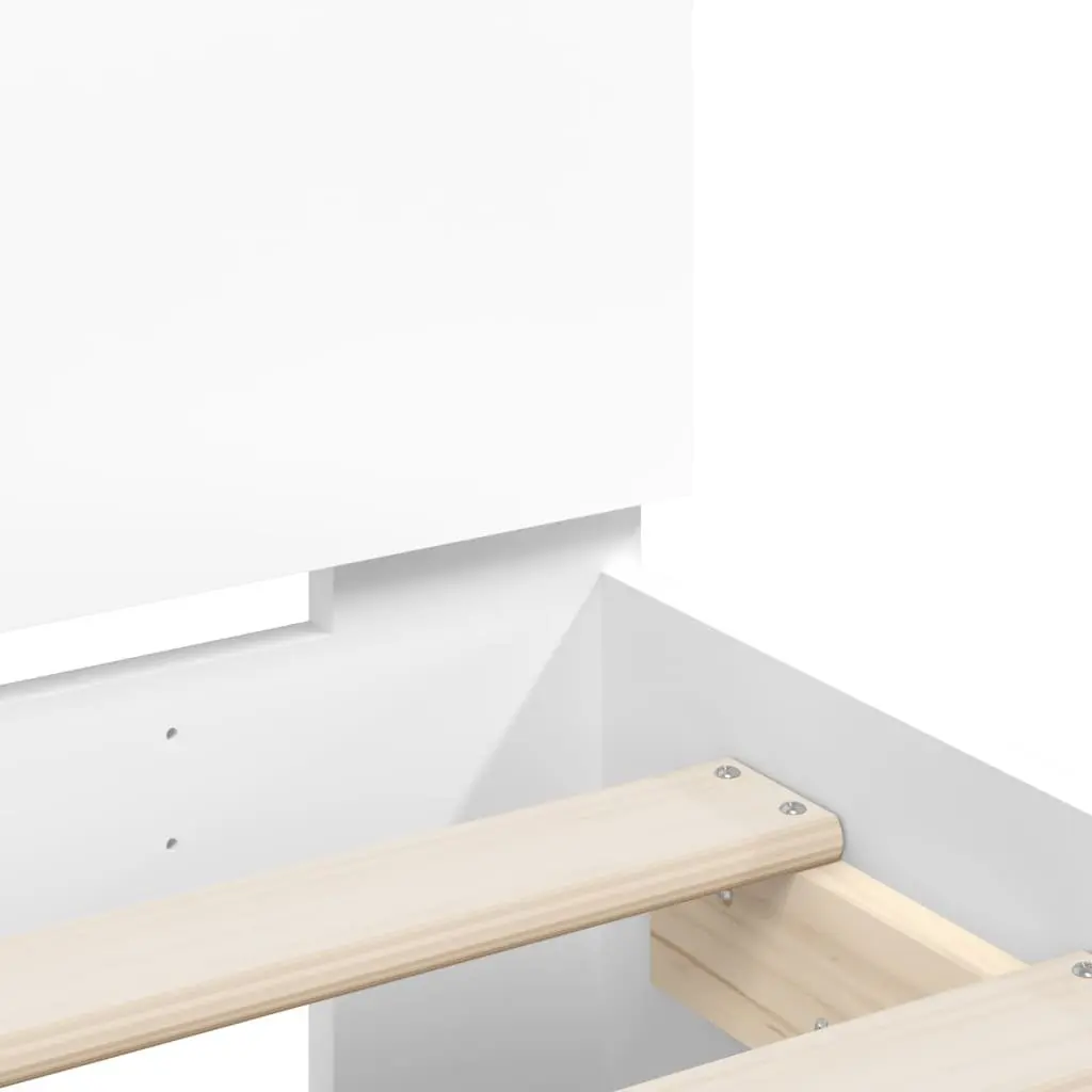 White Bed Frame with Headboard RGB LED Lights Slatted Base 90x190 cm