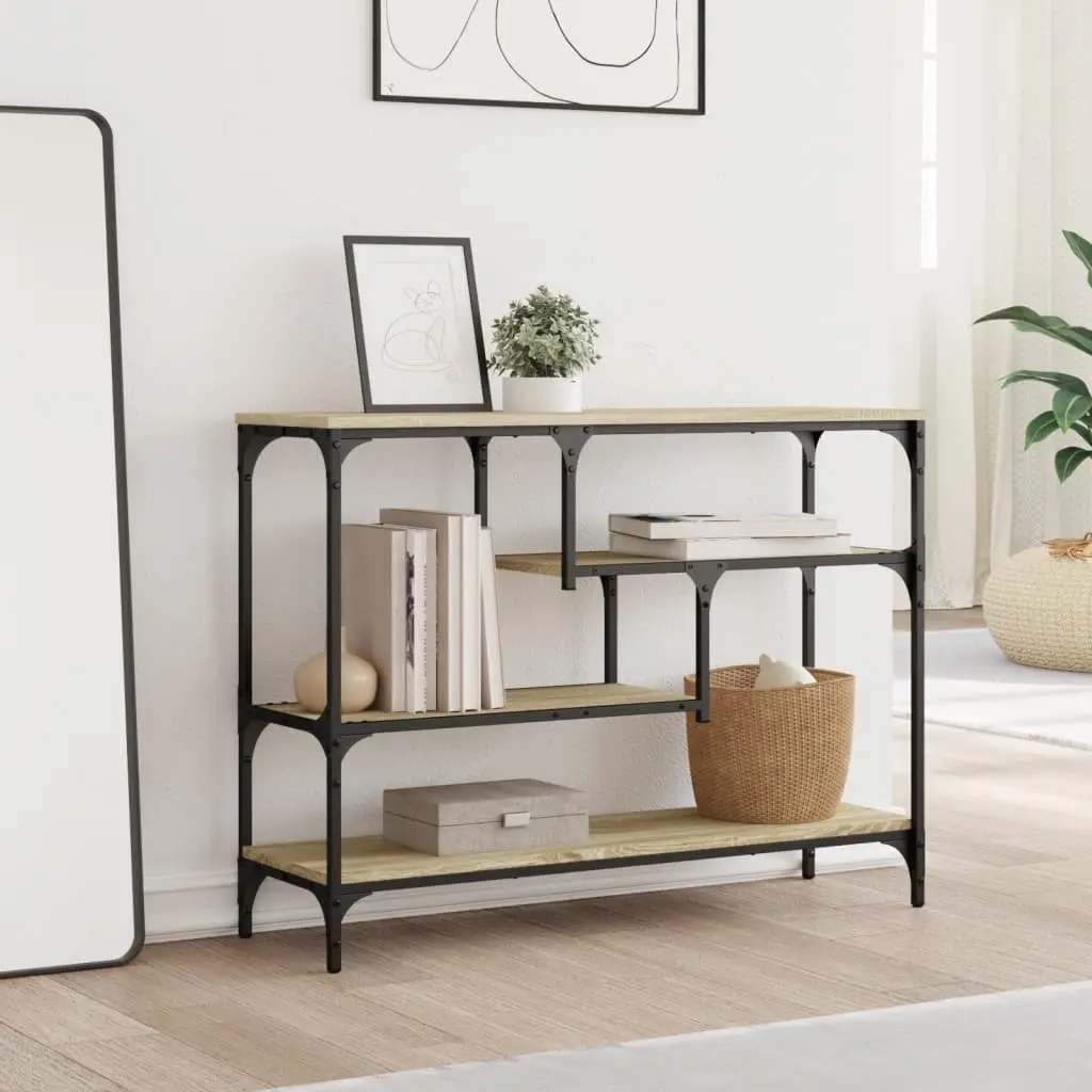 Console Table Engineered Wood Sonoma Oak Brown 100 x 30 x 75 cm