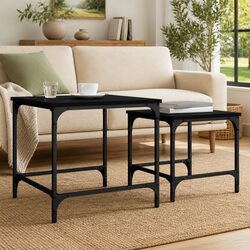 Nesting Coffee Tables Set of 2 Industrial Design Black Side Table Living Room