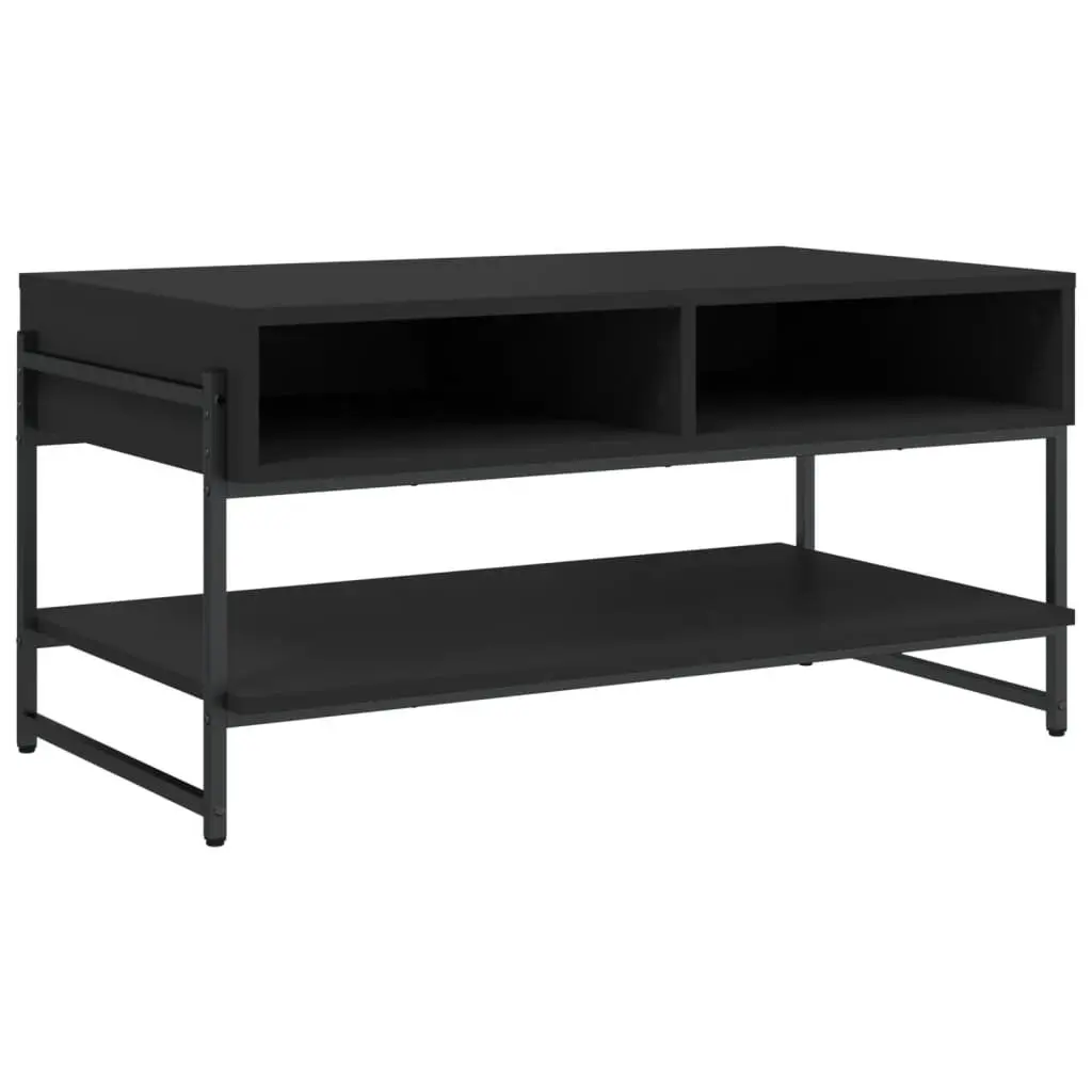 Coffee Table Black Engineered Wood Metal Frame 90x50x45cm