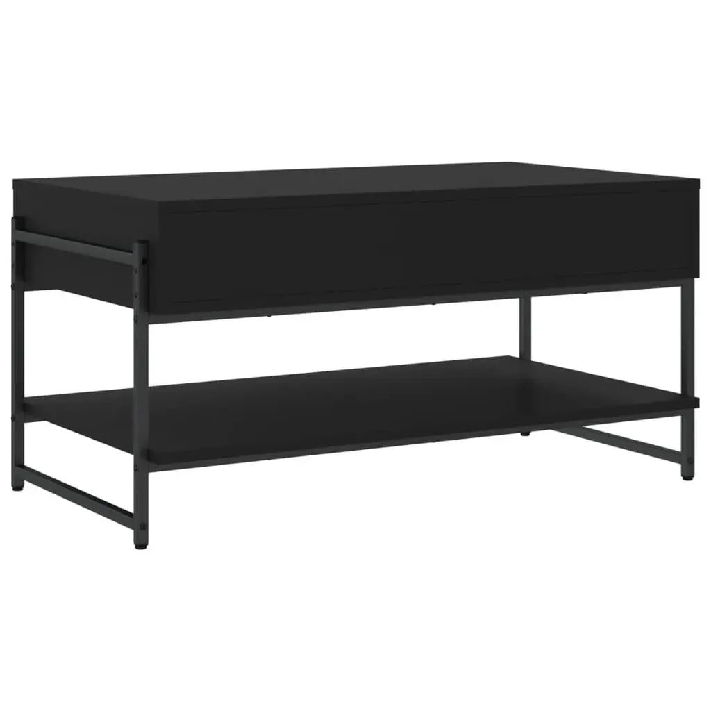 Coffee Table Black Engineered Wood Metal Frame 90x50x45cm