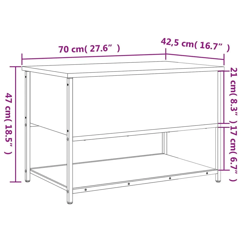 Black Storage Bench 70x42.5x47cm