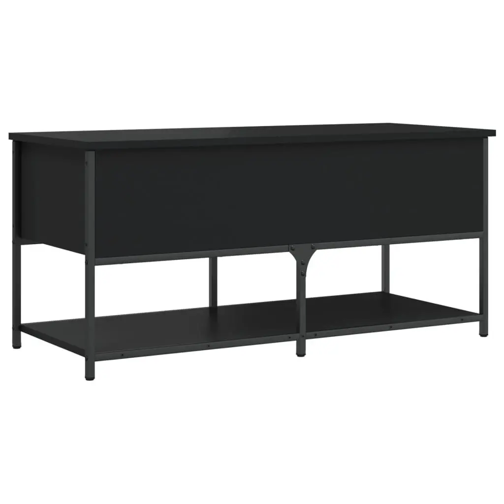 Black Storage Bench Engineered Wood Metal Frame 100x42.5x47cm Hallway Entryway Shoe Organiser Seating