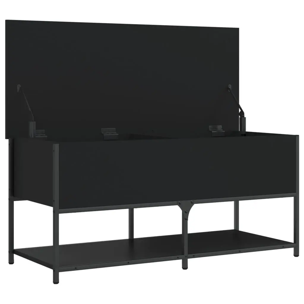 Black Storage Bench Engineered Wood Metal Frame 100x42.5x47cm Hallway Entryway Shoe Organiser Seating