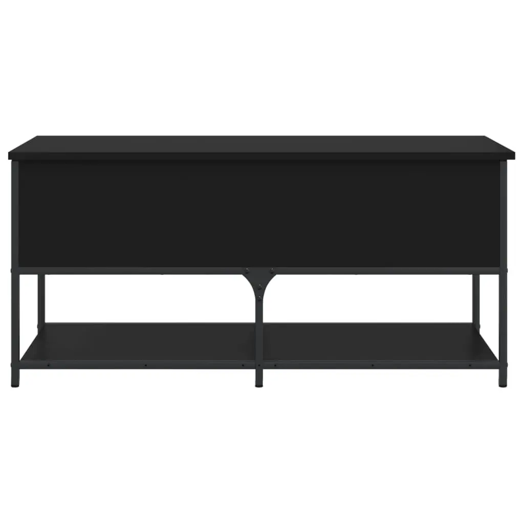 Black Storage Bench Engineered Wood Metal Frame 100x42.5x47cm Hallway Entryway Shoe Organiser Seating