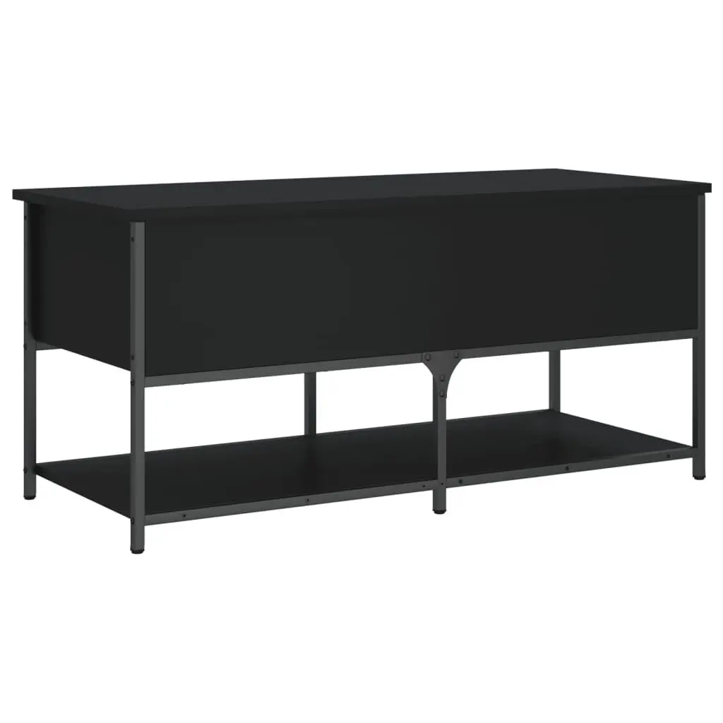 Black Storage Bench Engineered Wood Metal Frame 100x42.5x47cm Hallway Entryway Shoe Organiser Seating