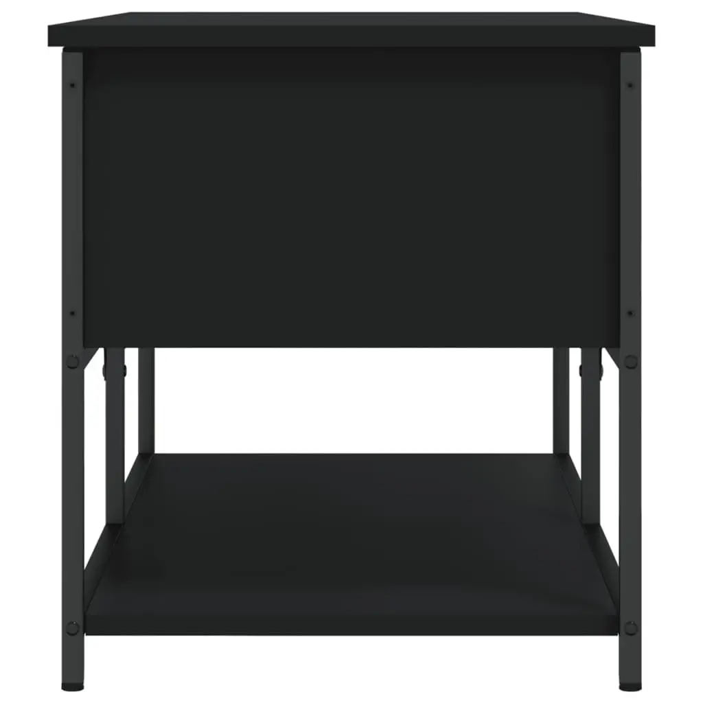 Black Storage Bench Engineered Wood Metal Frame 100x42.5x47cm Hallway Entryway Shoe Organiser Seating
