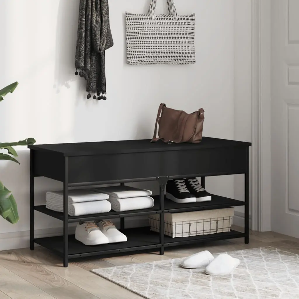 Black Storage Bench for Shoes and More