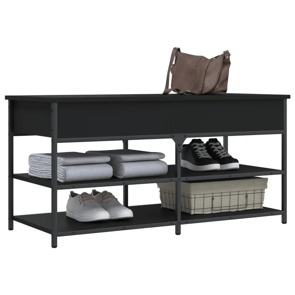 Black Storage Bench for Shoes and More