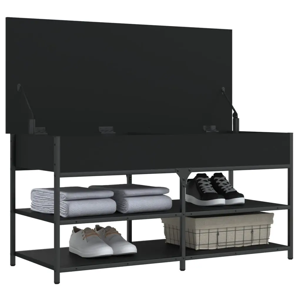 Black Storage Bench for Shoes and More