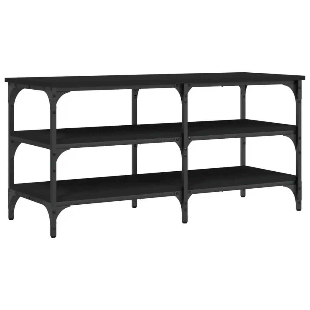 Shoe Bench Storage Organiser Black 100x38.5x49cm 3-Tier Shelves
