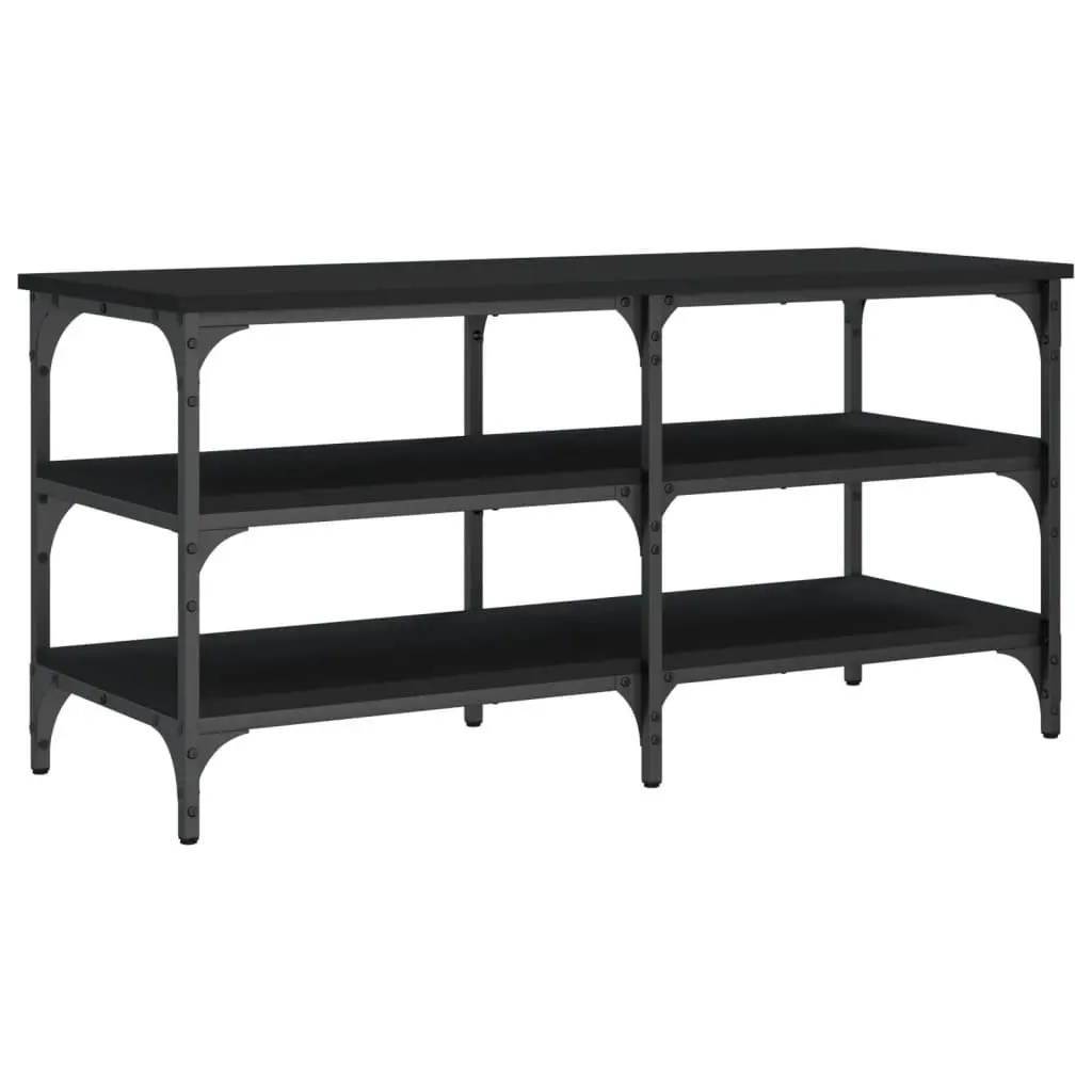 Shoe Bench Storage Organiser Black 100x38.5x49cm 3-Tier Shelves