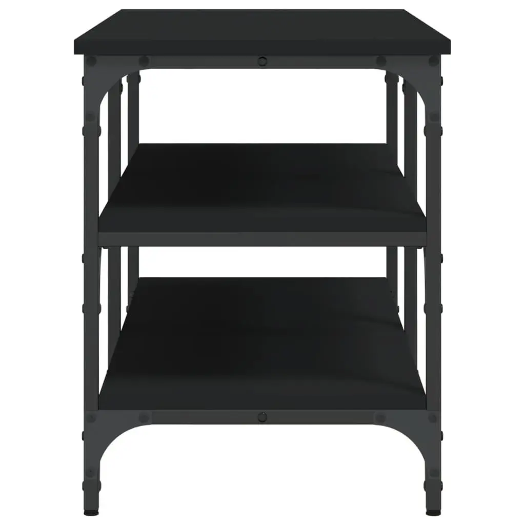 Shoe Bench Storage Organiser Black 100x38.5x49cm 3-Tier Shelves