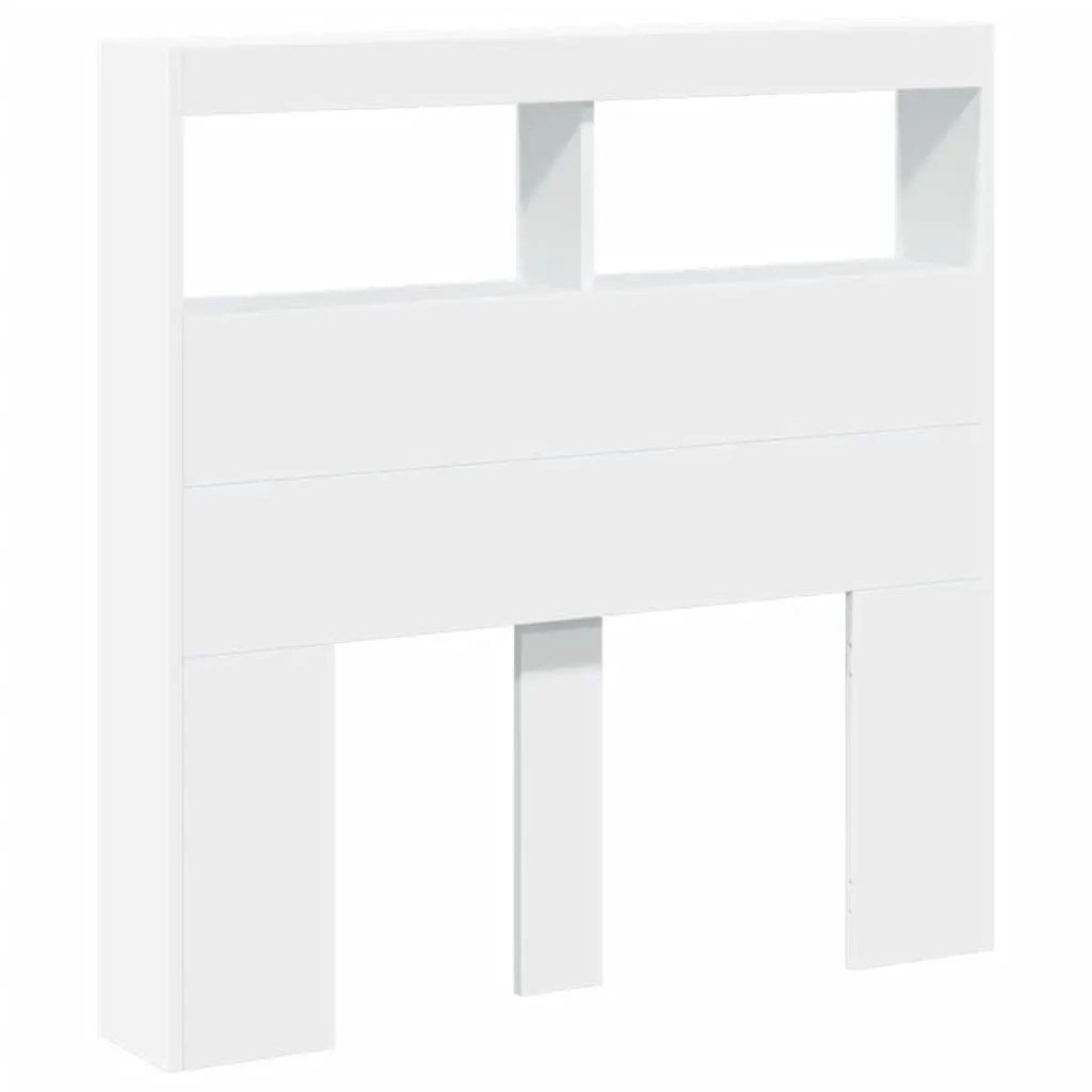 Headboard Cabinet with RGB LED Lights White 100cm Modern Storage