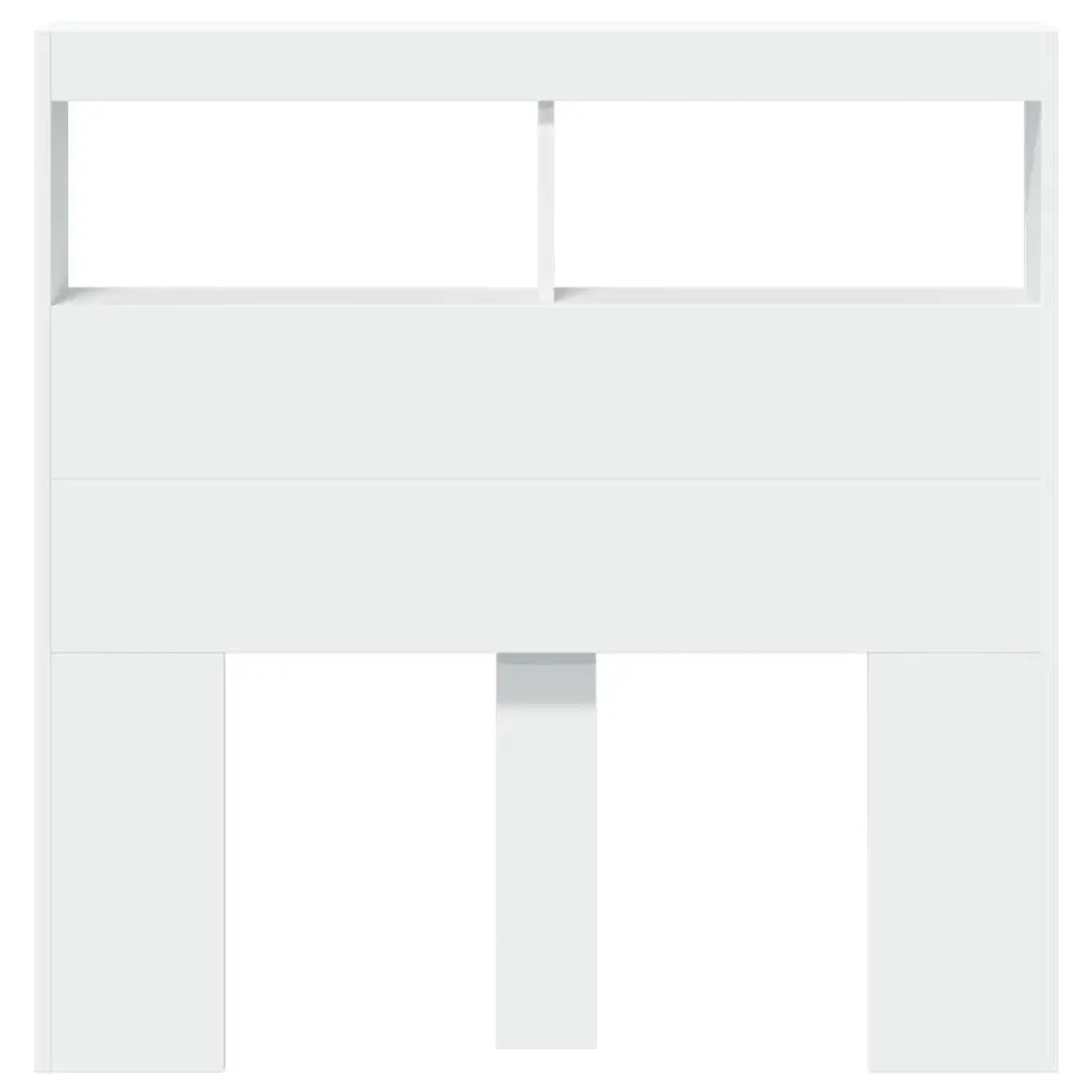 Headboard Cabinet with RGB LED Lights White 100cm Modern Storage