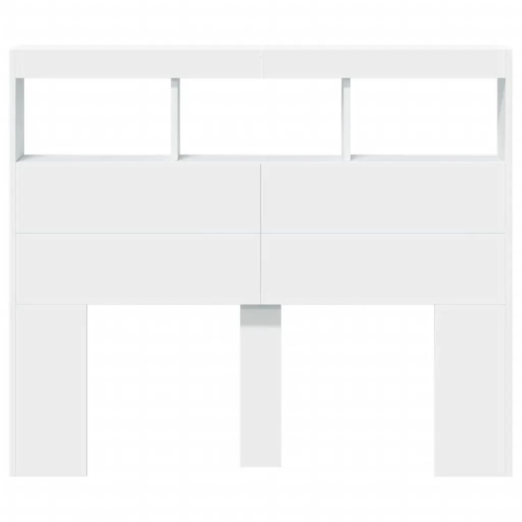 Headboard Cabinet with RGB LED Lights White 120cm Modern Bedroom Storage