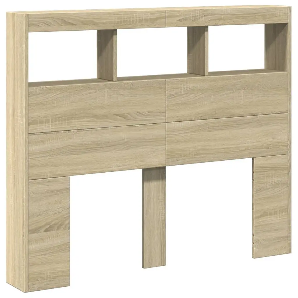 Headboard Cabinet with RGB LED Lights Brown Engineered Wood 120 cm Storage