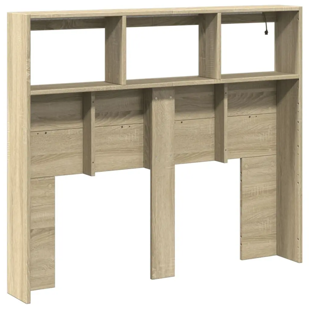 Headboard Cabinet with RGB LED Lights Brown Engineered Wood 120 cm Storage