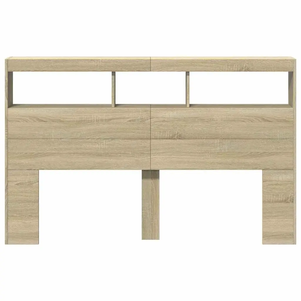 Headboard Cabinet with RGB LED Lights Storage Bedroom Furniture Brown 160cm