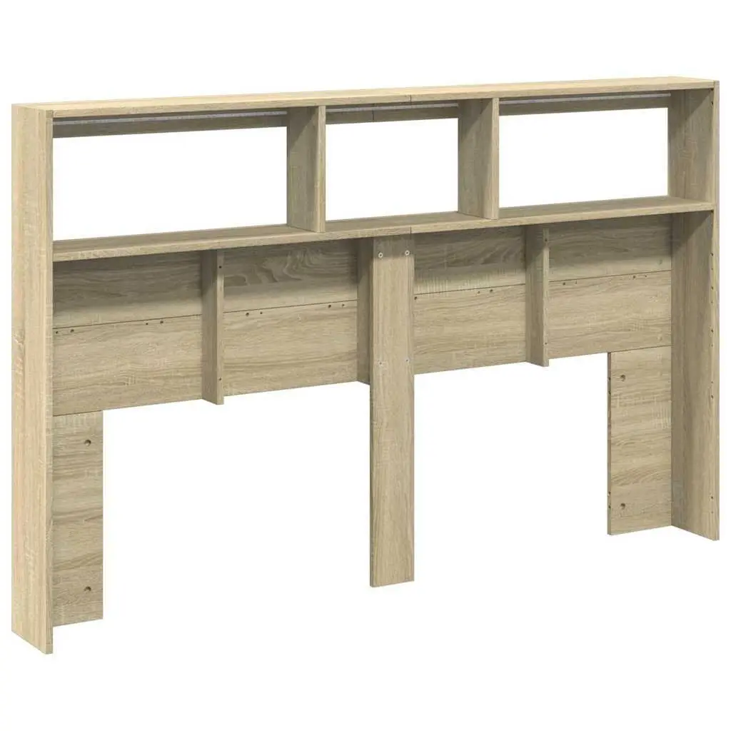 Headboard Cabinet with RGB LED Lights Storage Bedroom Furniture Brown 160cm