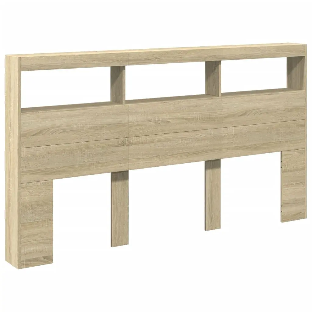 Headboard Cabinet with RGB LED Lights Brown Engineered Wood 180 cm
