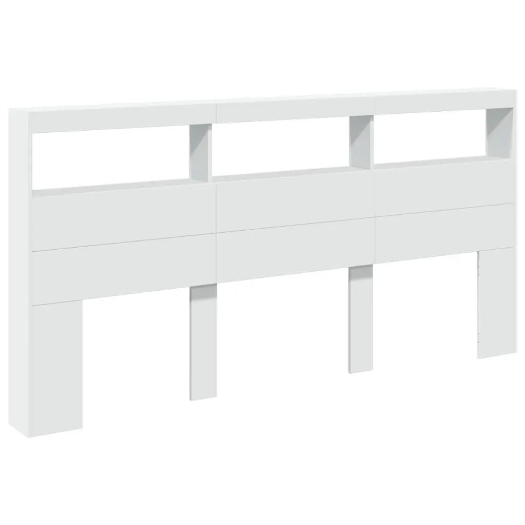 Headboard Cabinet with RGB LED Lights White 200cm