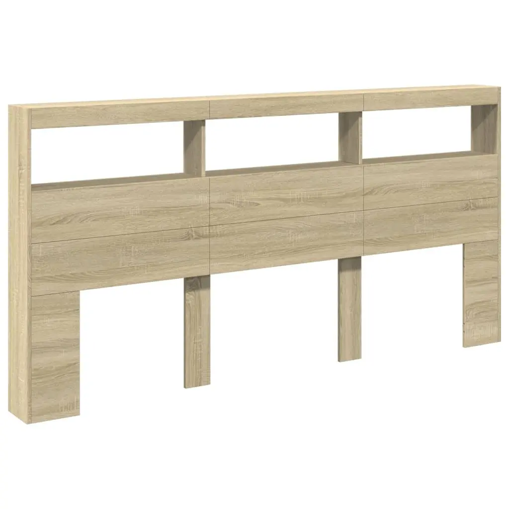 Headboard Cabinet with RGB LED Lights Brown Engineered Wood 200cm