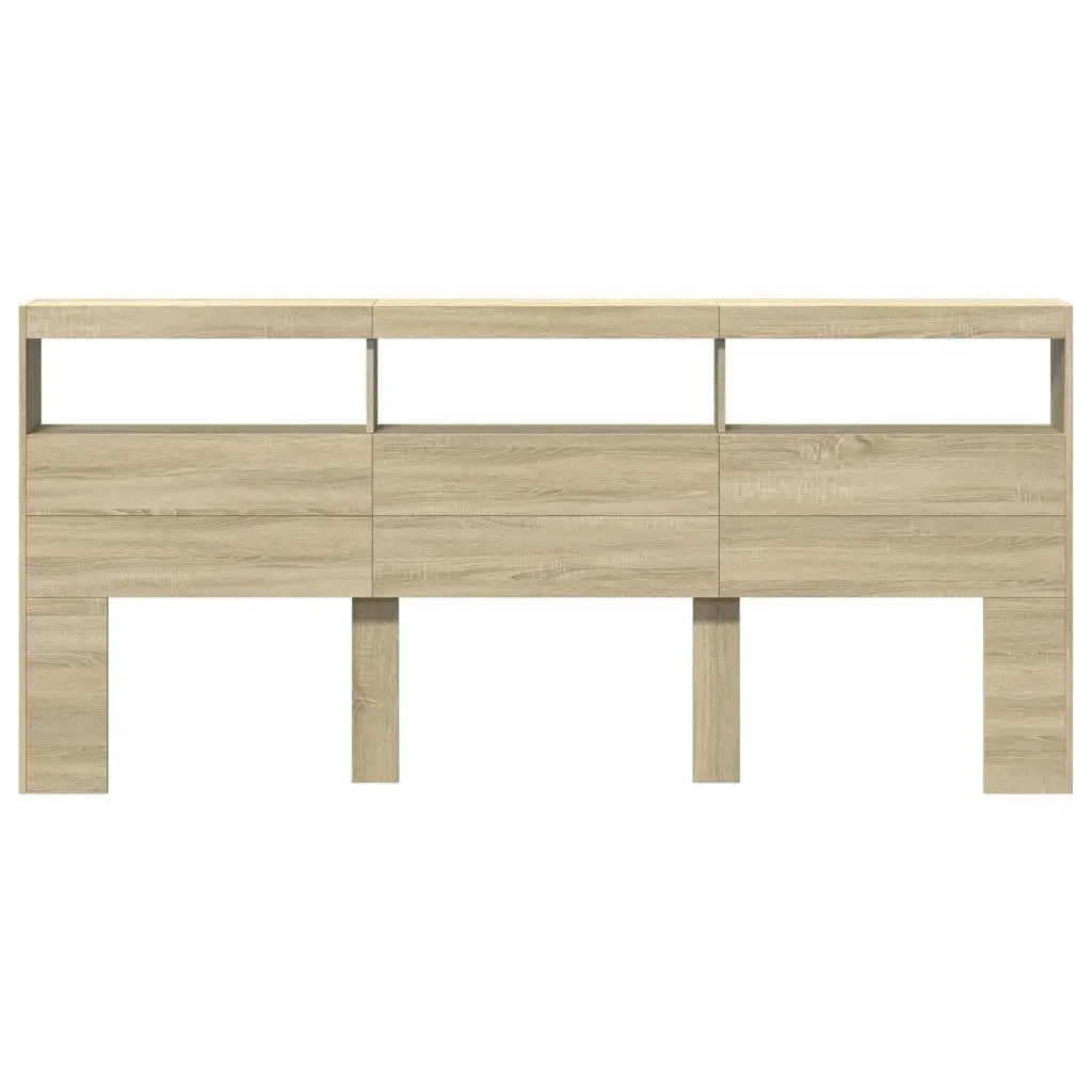 Brown Headboard Cabinet with LED Lights
