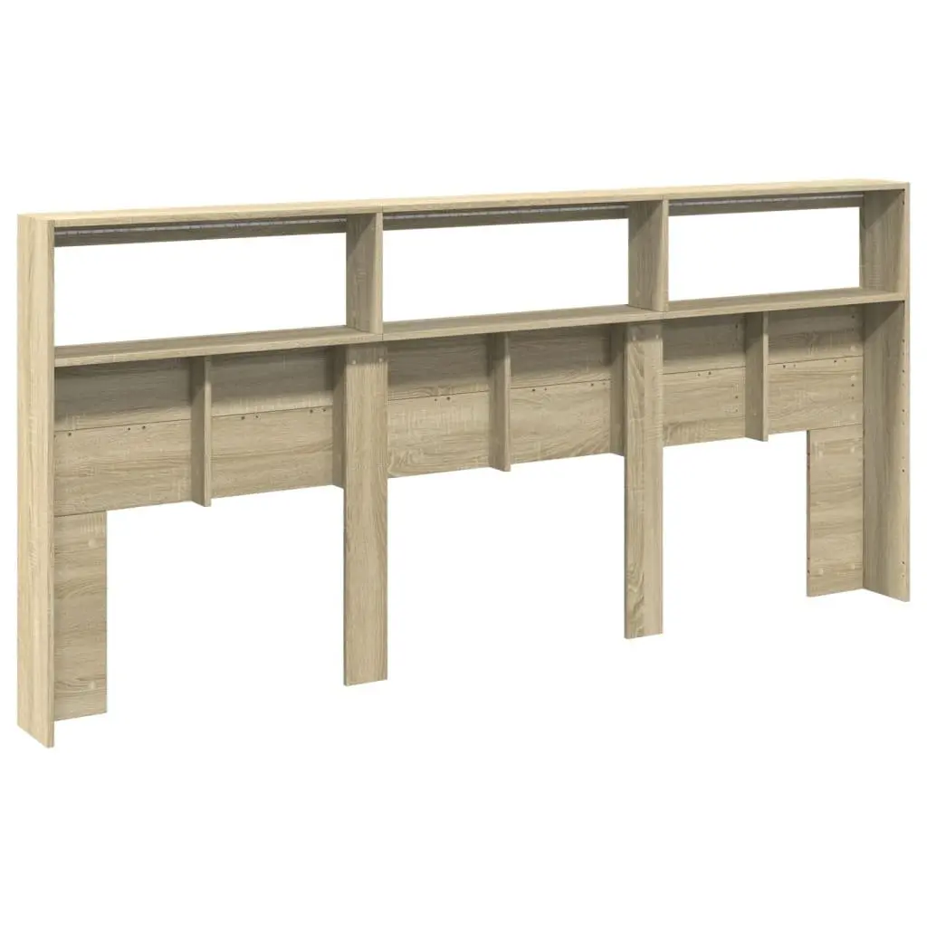 Brown Headboard Cabinet with LED Lights