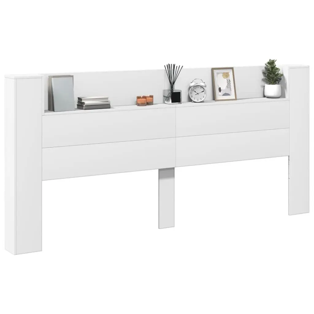 Headboard Cabinet with RGB LED Lights White 220cm
