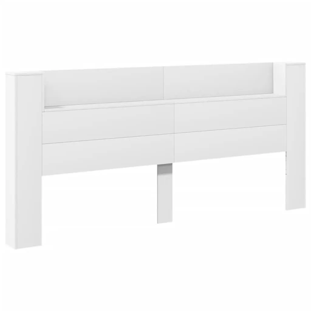 Headboard Cabinet with RGB LED Lights White 220cm